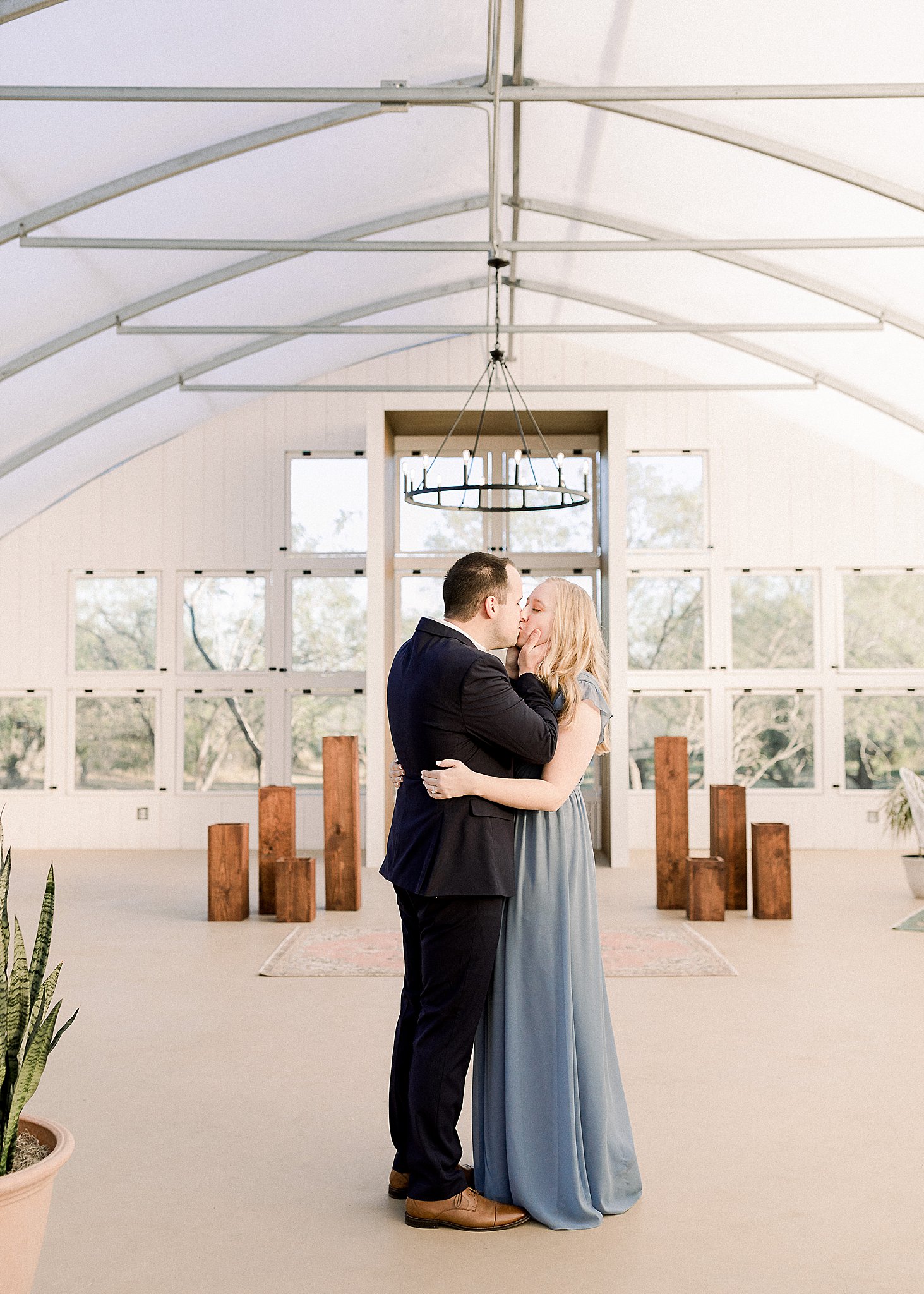 Engaged Couple in Greenhouse in Austin, Texas