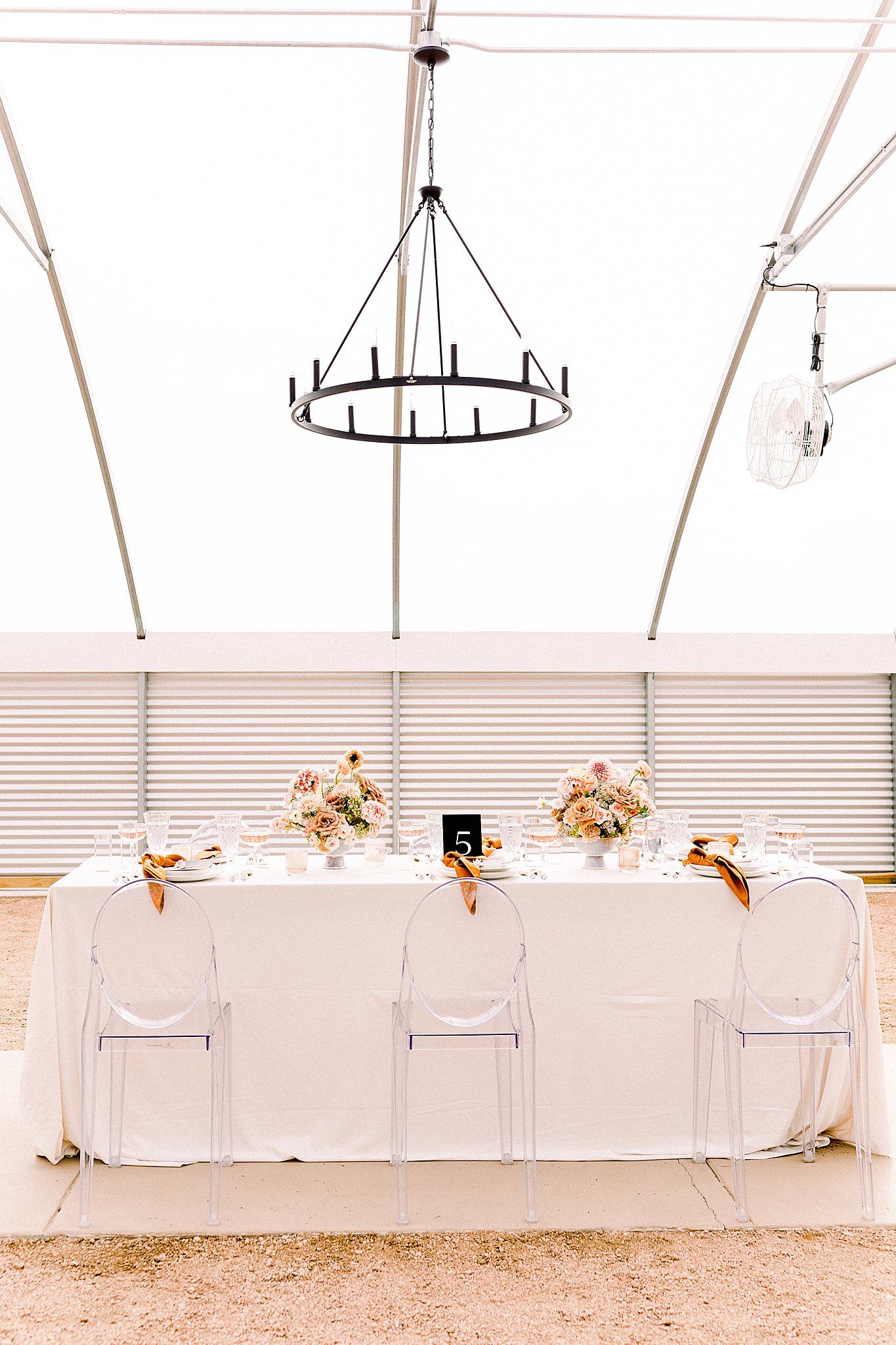 Camino Real Ranch wedding table and chandelier