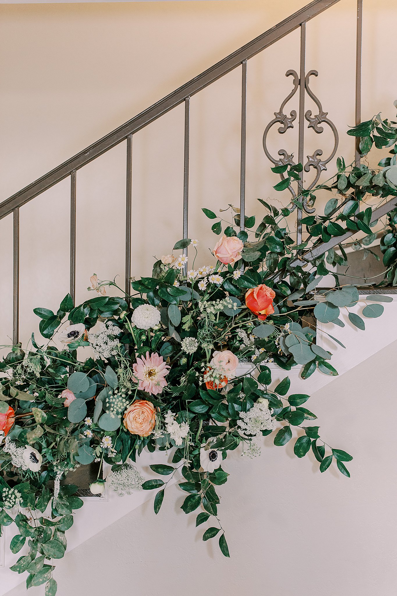 Floral Staircase at Stonehouse Villa in Austin, Texas