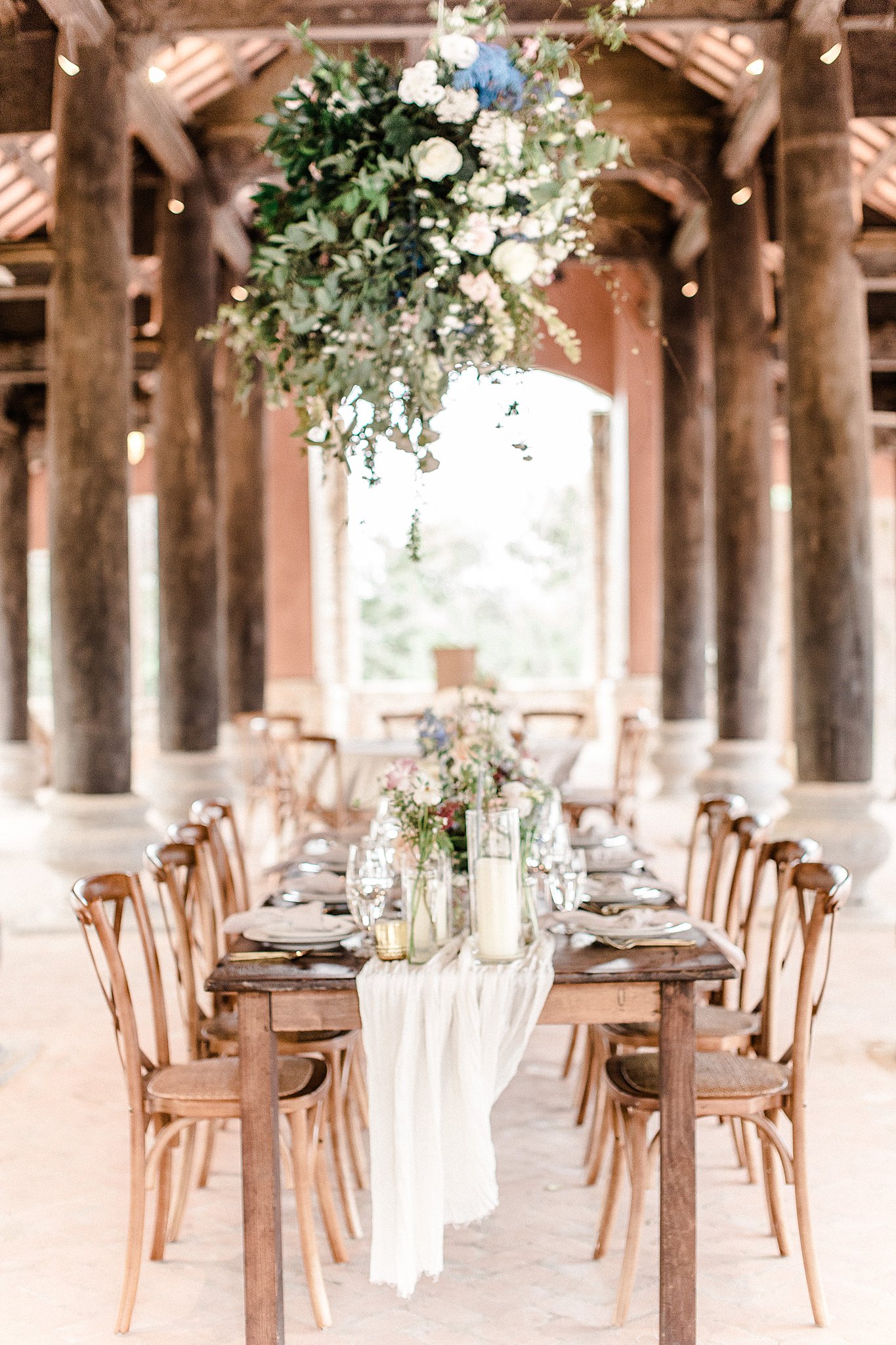 Breathtaking wedding table display and decoration at Camp Lucy in Austin, Texas