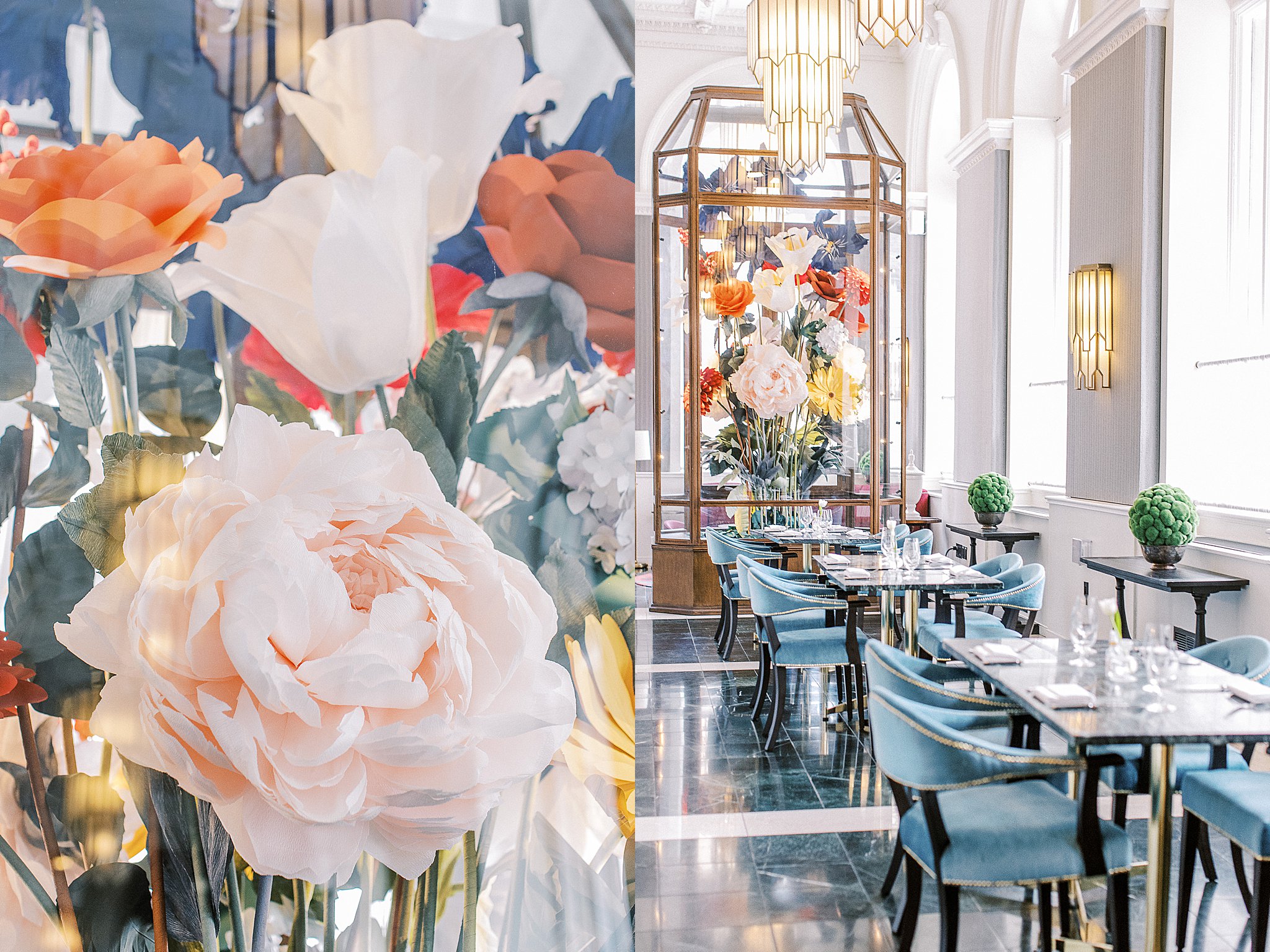 Riggs Cafe Floral Installation and Modern dining